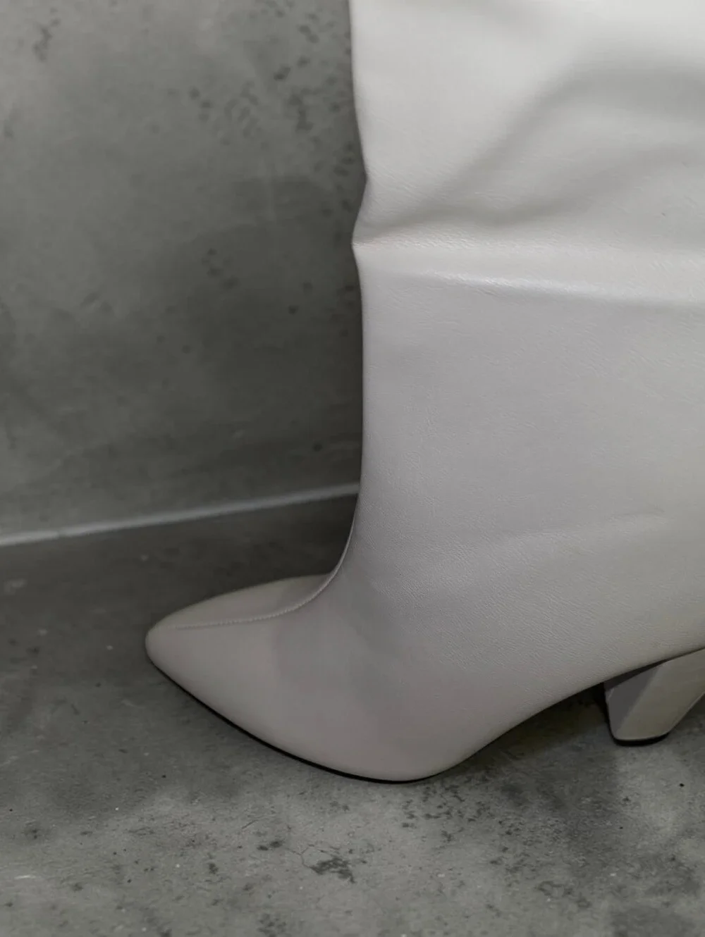 White Thigh High 4in Heel Boots